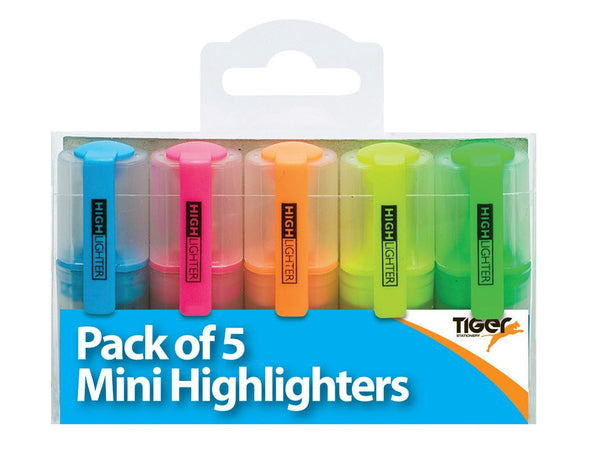Mini Highlighter Pack - TIGER MINI HIGHLIGHTER 5/PK T300850